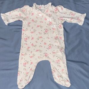 Little Me Pink Floral Footed One-Piece